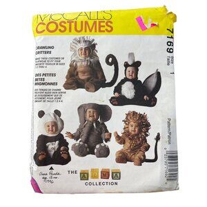 90s McCalls 7169 Costume Pattern Size 1 Skunk Lion Monkey Elephant Panda CUT